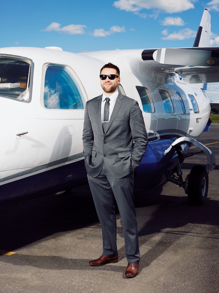 Brennan Sacevich with Mitsubishi MU-2 plane