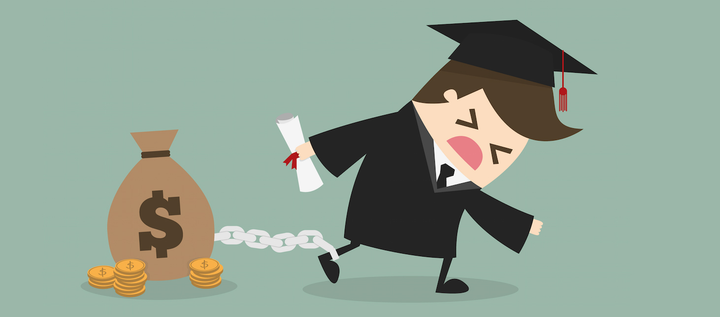 Illustration of debt-burdened student