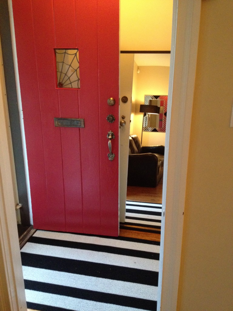 Post red paint front door