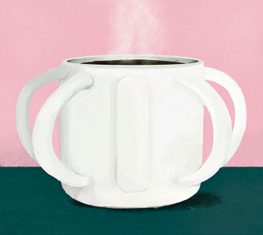 Coffee mug with many handles