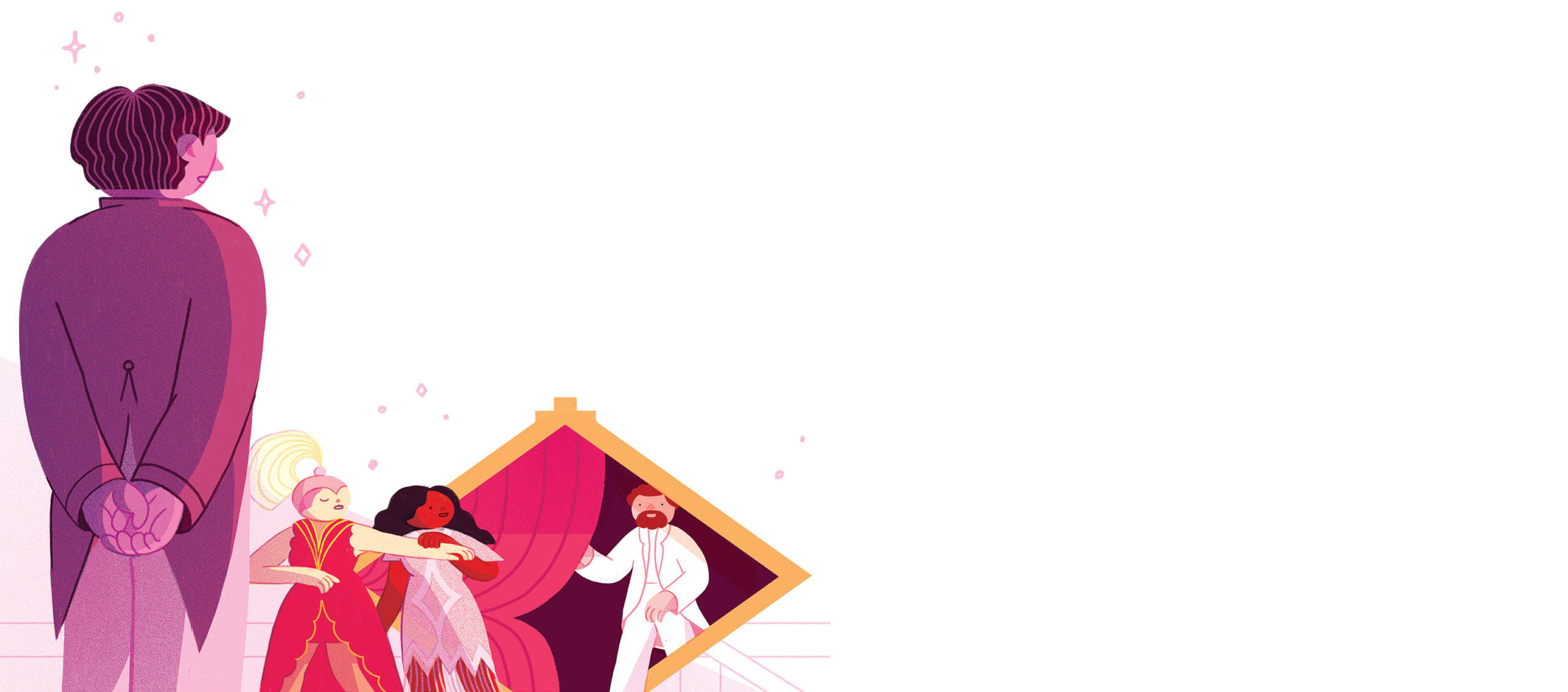 An illustration of a party with dancing.