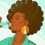Illustration of woman drinking from a water bottle