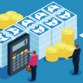 An illustration of a pile of money and small people counting it with a calculator and clipboard.