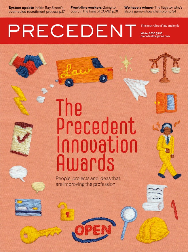 Cover issue of the winter 2020 issue of Precedent Magazine featuring the 2020 Innovation Awards