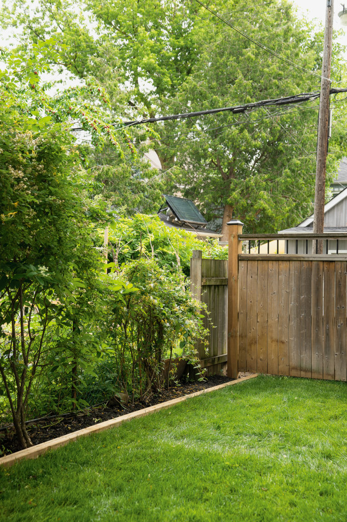 An image of Larissa & Brad's backyard with a law and a living fence