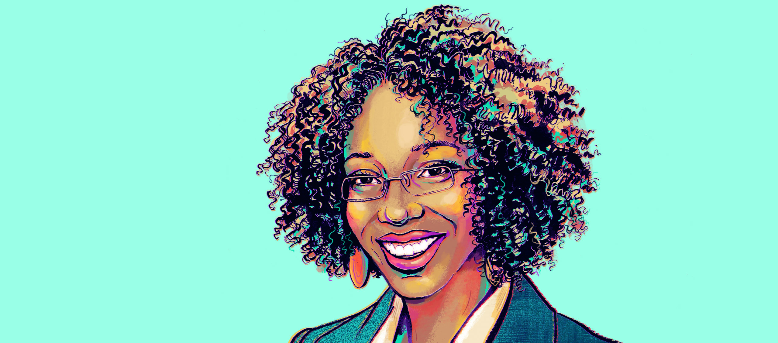 Colourful illustration of Michelle Jackson-Forbes