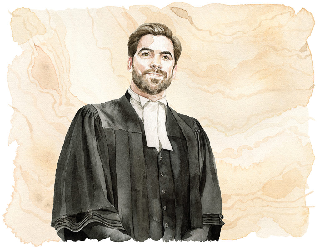 Illustration of David Quayat in his court robes