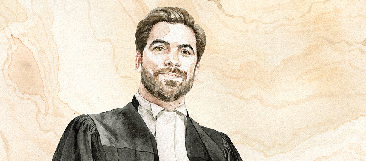 Illustration of David Quayat in his court robe