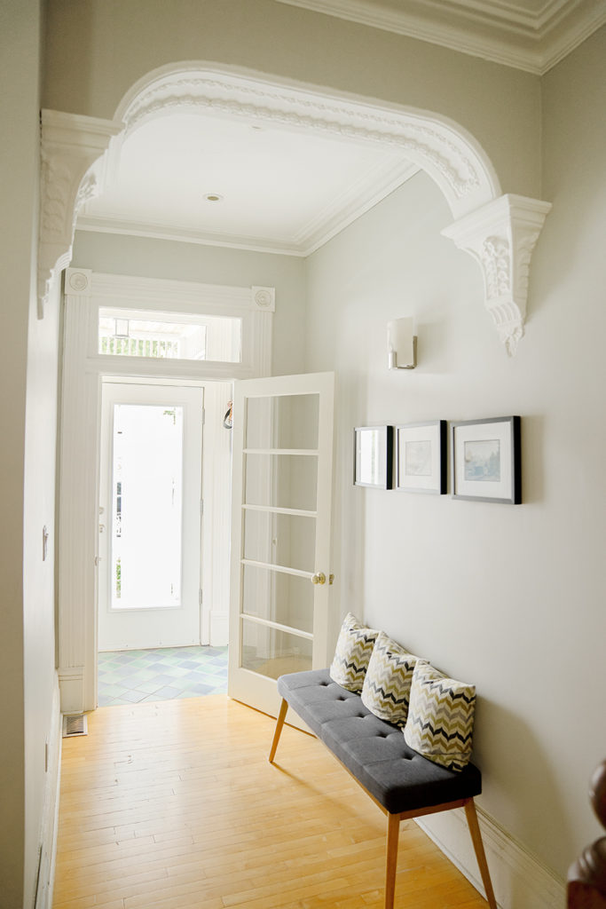 Hilary Book's entry way featuring plaster details