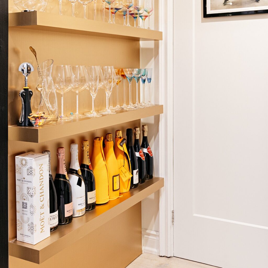 Leila Rafi's champagne shelf