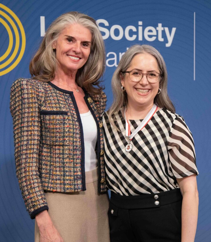 Rebecca Durcan presents Melissa Kluger with the Law Society Medal