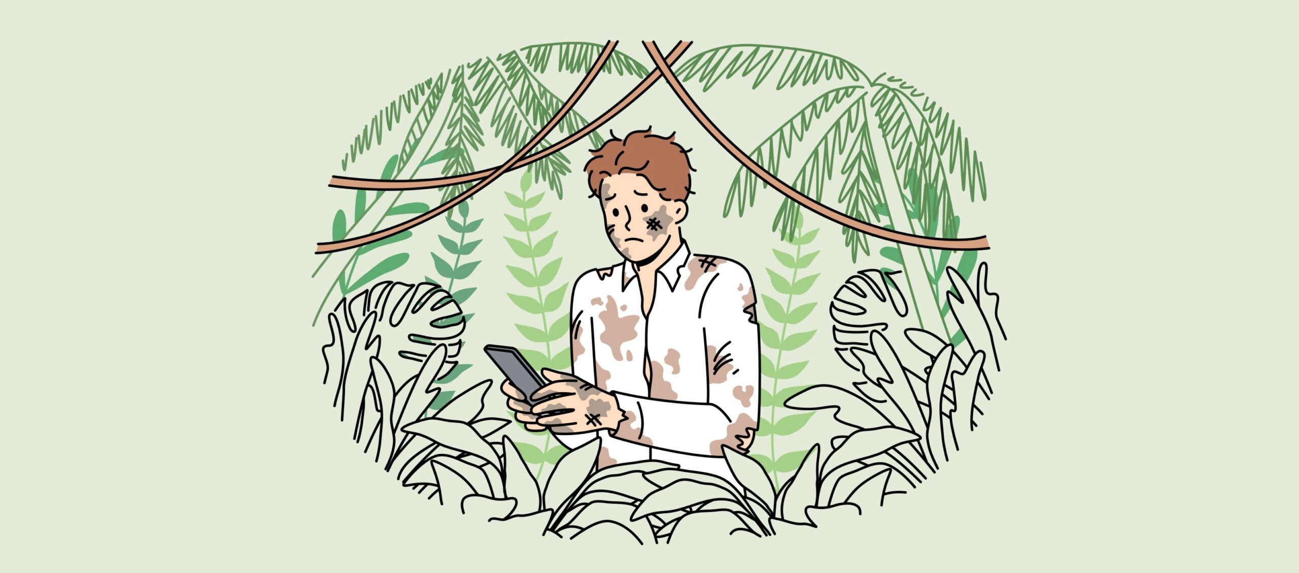 Illustration of a new lawyer lost in a jungle