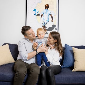 Portrait of Larissa and Brad Vermeersch and their baby Teddy